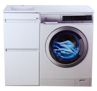 Напольная тумба под раковину Misty Фостер под стиральную машину 40см с двумя ящиками белый